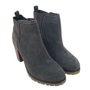 CREVO. Gray Suede Ankle Booties with Block Heel